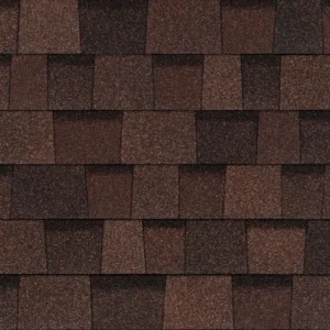 Close-up of a textured roofing shingle pattern in various shades of brown.