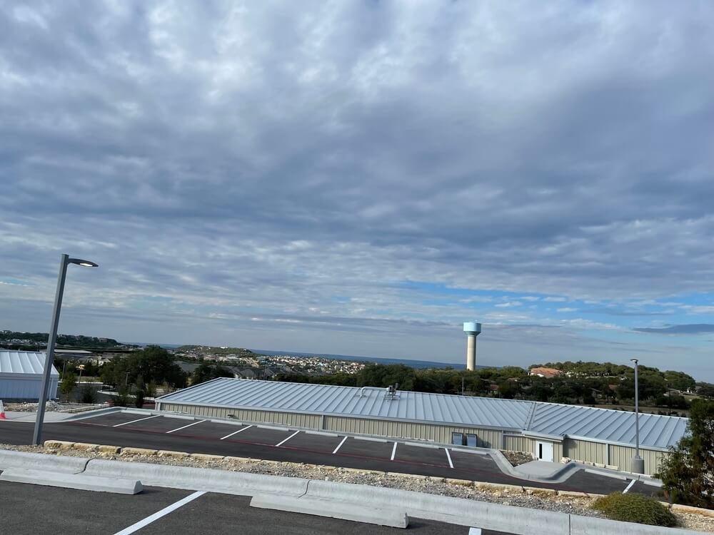 Commercial metal roofing near Leander water tower